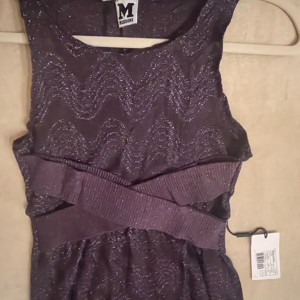 M Missoni Dark Purple Plum color Knit Maxi Cocktail Dress – Sleeveless - Picture 3 of 5